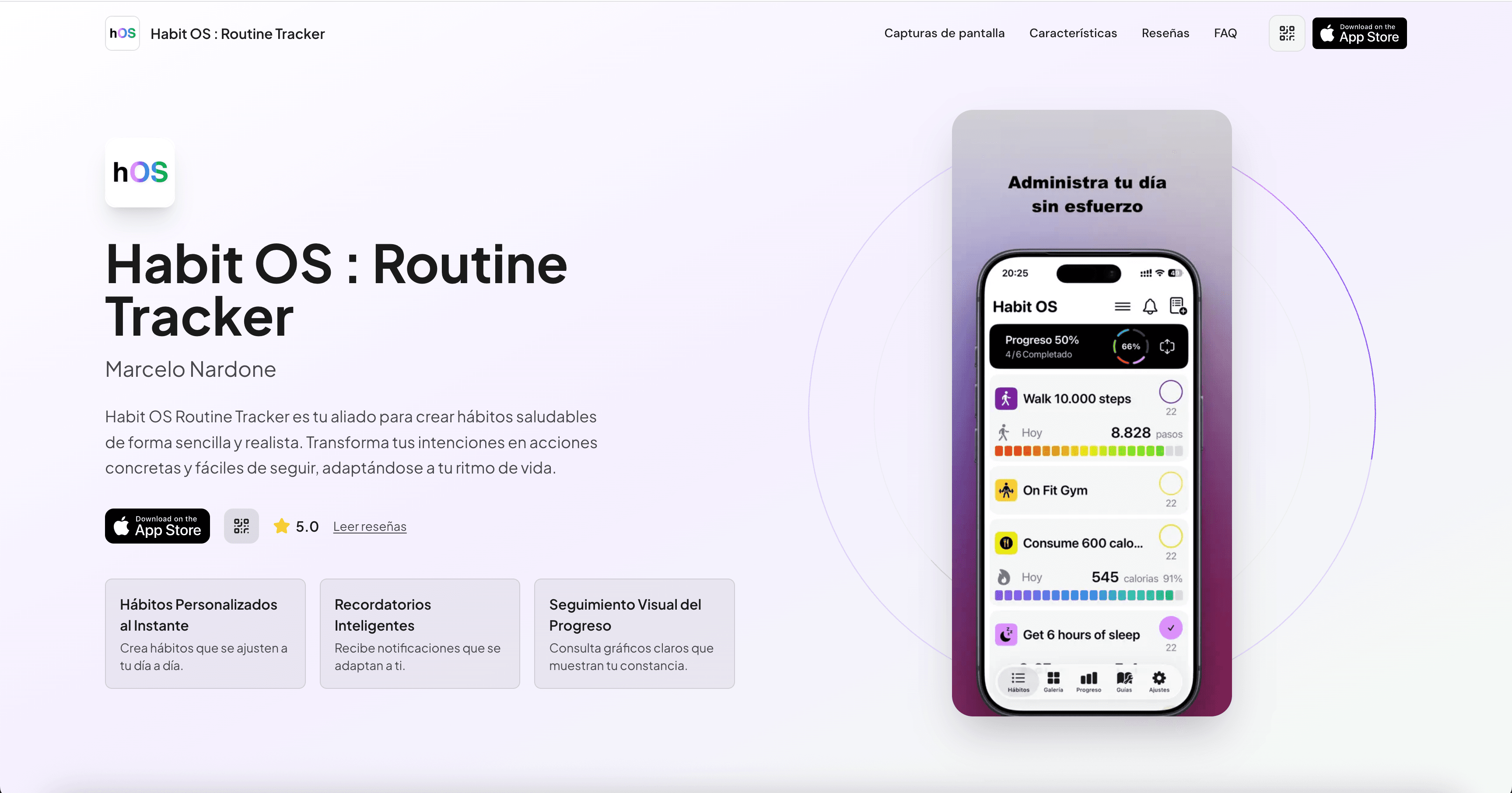 Live app landing page example