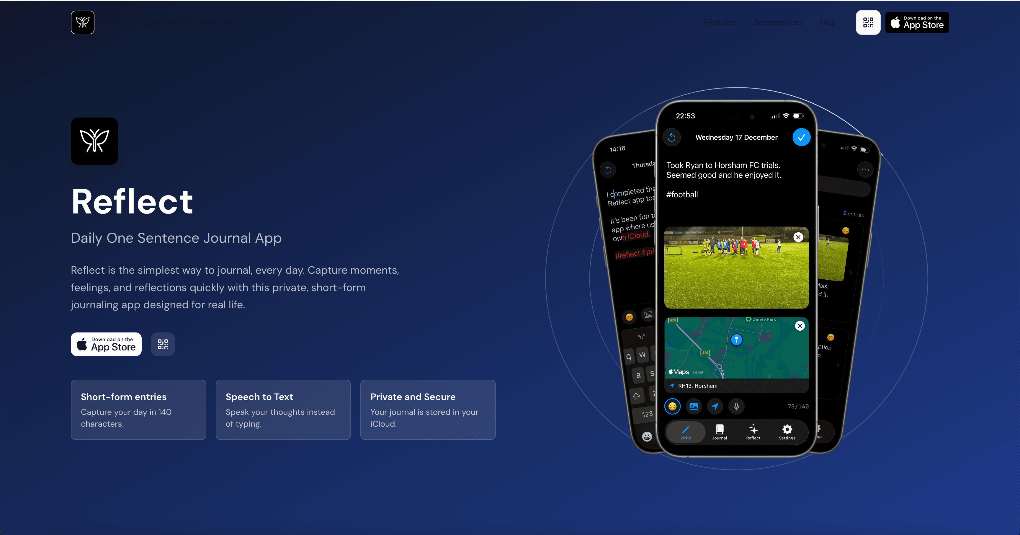 Live app landing page example